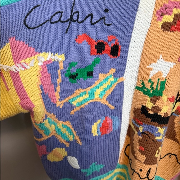 VTG Berek Hand Knit Cotton Cardigan Travel Capri Hawaii Caribbean Cropped S - Picture 11 of 15